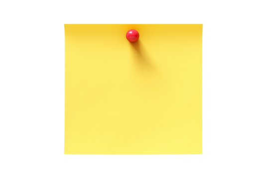 yellow note paper with push pin transparent png