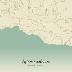 Vintage map of Agios Vasileios, Greece.