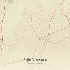 Vintage map of Agia Varvara, Greece.