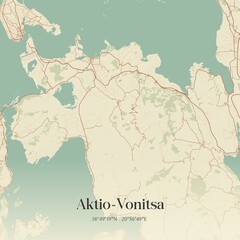 Obraz premium Vintage map of Aktio-Vonitsa, Greece.