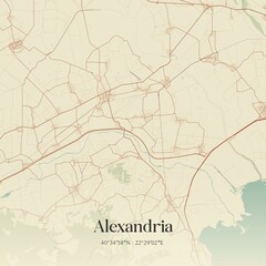 Vintage map of Alexandria, Greece.