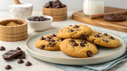 chocolate chip cookies on a plate