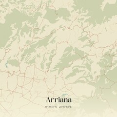 Vintage map of Arriana, Greece.
