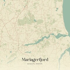 Obraz premium Vintage map of Mariagerfjord, Denmark.