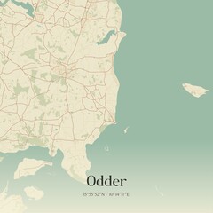 Obraz premium Vintage map of Odder, Denmark.