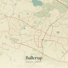 Vintage map of Ballerup, Denmark.