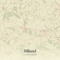 Vintage map of Billund, Denmark.