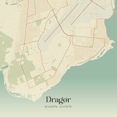 Fototapeta premium Vintage map of Dragør, Denmark.