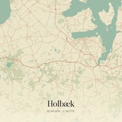 Obraz premium Vintage map of Holbæk, Denmark.
