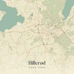 Vintage map of Hillerød, Denmark.