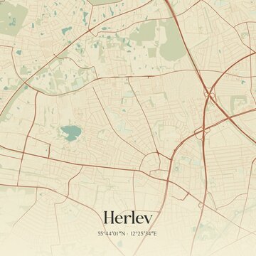 Vintage map of Herlev, Denmark.