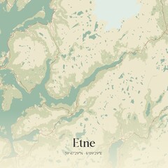 Vintage map of Etne, Norway.