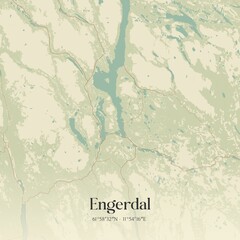 Vintage map of Engerdal, Norway.