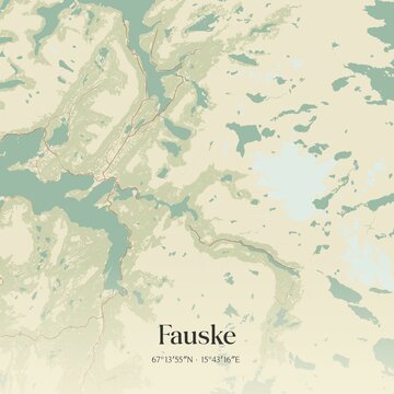 Vintage map of Fauske, Norway.