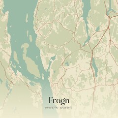 Fototapeta premium Vintage map of Frogn, Norway.