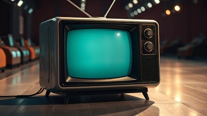 Retro TV Set, Vintage Electronics, Empty Screen, High Definition, Vivid Colors,  Sharp Focus,  Atmospheric Lighting, Professional Quality,  Elegant Design,  Vintage Style