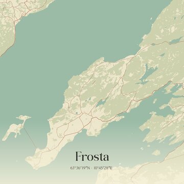 Vintage map of Frosta, Norway.