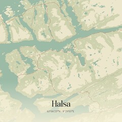Vintage map of Halsa, Norway.