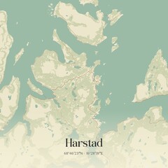 Vintage map of Harstad, Norway.