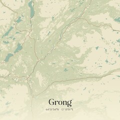 Vintage map of Grong, Norway.