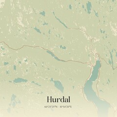 Vintage map of Hurdal, Norway.