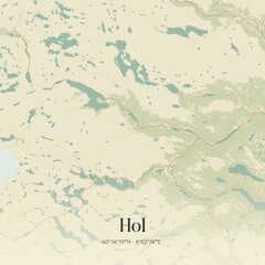 Vintage map of Hol, Norway.