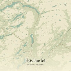 Vintage map of Høylandet, Norway.