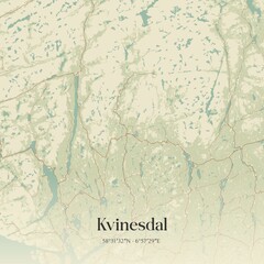 Obraz premium Vintage map of Kvinesdal, Norway.