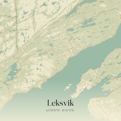 Vintage map of Leksvik, Norway.
