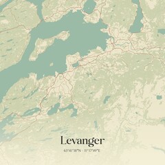 Vintage map of Levanger, Norway.