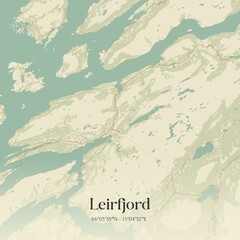 Fototapeta premium Vintage map of Leirfjord, Norway.