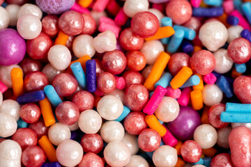 Close up of cake decorating sprinkles 