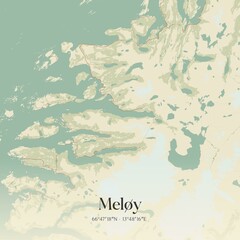 Vintage map of Meløy, Norway.
