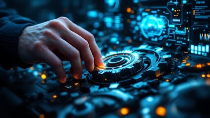 Dynamic business environment showcasing the concept of business agility, with symbols representing company transformation towards higher efficiency and rapid adaptation to market changes.