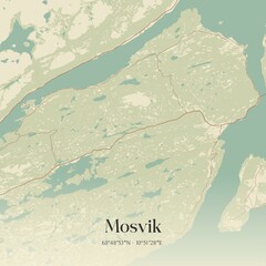 Fototapeta premium Vintage map of Mosvik, Norway.