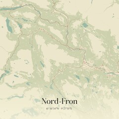 Vintage map of Nord-Fron, Norway.