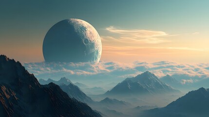Luminous Lunar Landscape - Serene, Ethereal, Celestial Dreamscape