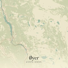 Vintage map of Øyer, Norway.
