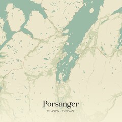 Obraz premium Vintage map of Porsanger, Norway.