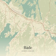 Vintage map of Rade, Norway.