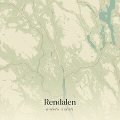 Vintage map of Rendalen, Norway.