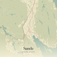Vintage map of Sande, Norway.