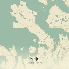 Fototapeta premium Vintage map of Selje, Norway.