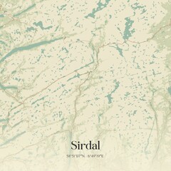 Obraz premium Vintage map of Sirdal, Norway.