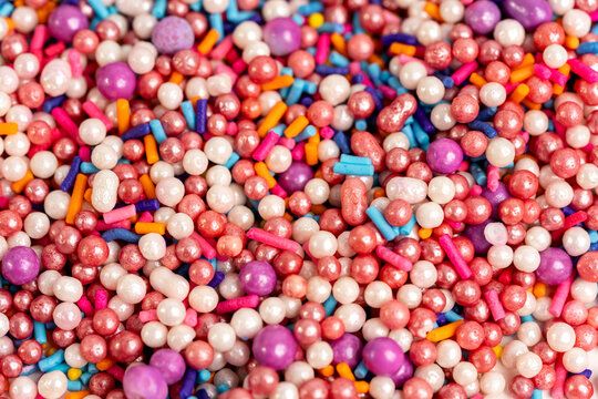 Close up of cake decorating sprinkles 