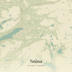 Vintage map of Snasa, Norway.