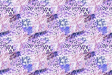 Wild Animal Skin. Pink Seamless Jaguar. Pale Animal Print Texture. Wildlife Art Illustration. Bright Wallpaper Fabric Design. Seamless Pattern. Panther Pattern.