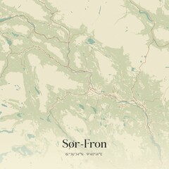 Vintage map of Sør-Fron, Norway.
