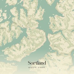 Vintage map of Sortland, Norway.