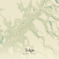 Fototapeta premium Vintage map of Tolga, Norway.